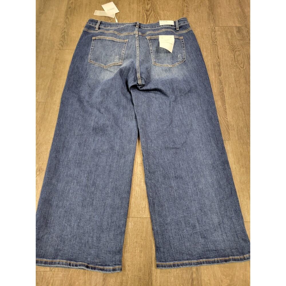 Wide Leg Flare Jeans in Medium Blue - Picture 6 of 6